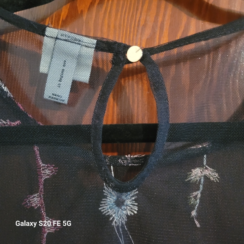 Sheer Black Blouse with Floral Embroidery from A New Day - Picture 4 of 7
